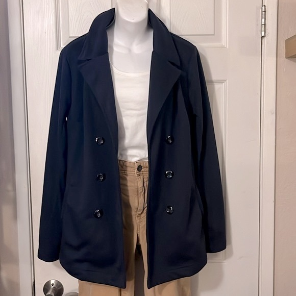 41 Hawthorn Navy Blue Double Breasted Lightweight Jacket Sz M - Picture 1 of 11